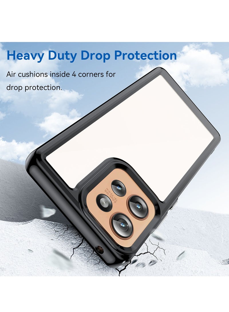 for Motorola Edge 50 5G Case Cover, High Quality Hard Backplane Soft Border Pure and Bright Comfortable Feel Cell Phone Protective Case for Motorola Edge 50 5G, Black Transparent. - Image 3