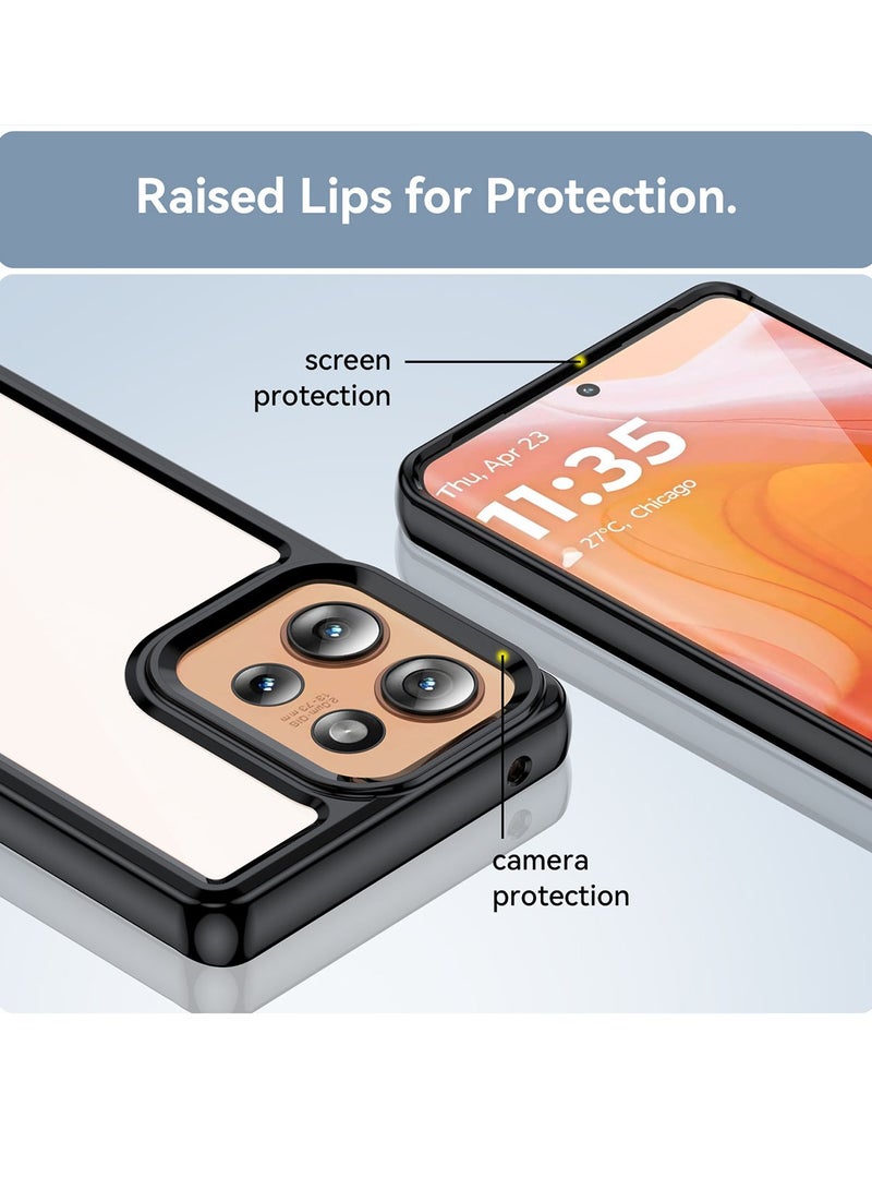 for Motorola Edge 50 5G Case Cover, High Quality Hard Backplane Soft Border Pure and Bright Comfortable Feel Cell Phone Protective Case for Motorola Edge 50 5G, Black Transparent. - Image 4