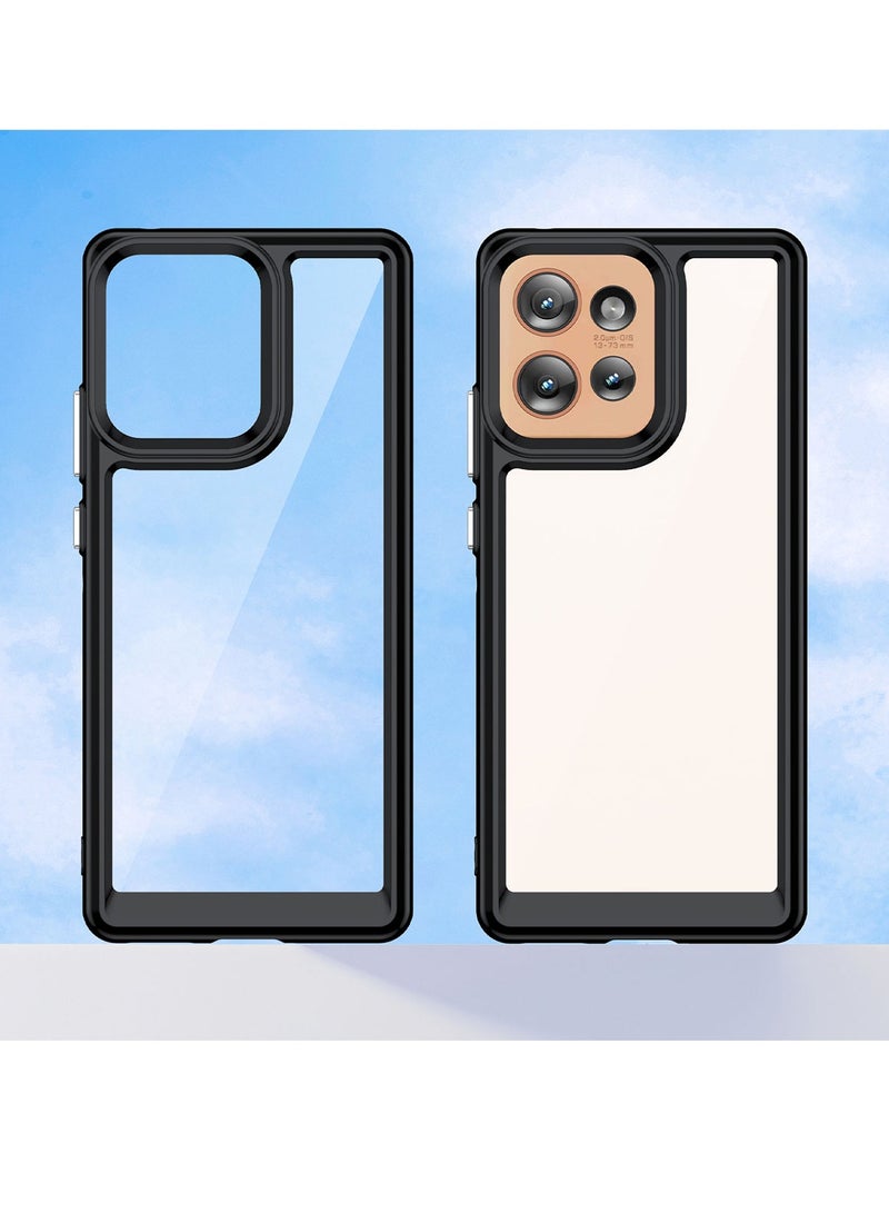 for Motorola Edge 50 5G Case Cover, High Quality Hard Backplane Soft Border Pure and Bright Comfortable Feel Cell Phone Protective Case for Motorola Edge 50 5G, Black Transparent. - Image 5