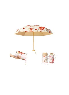 Folding Travel Umbrellas, Sun Lightweight Umbrella Lady's Parasol Sunblock UV Protection UPF 50+ Compact Size, Small Mini Light Design Perfect for Outdoor and Rain