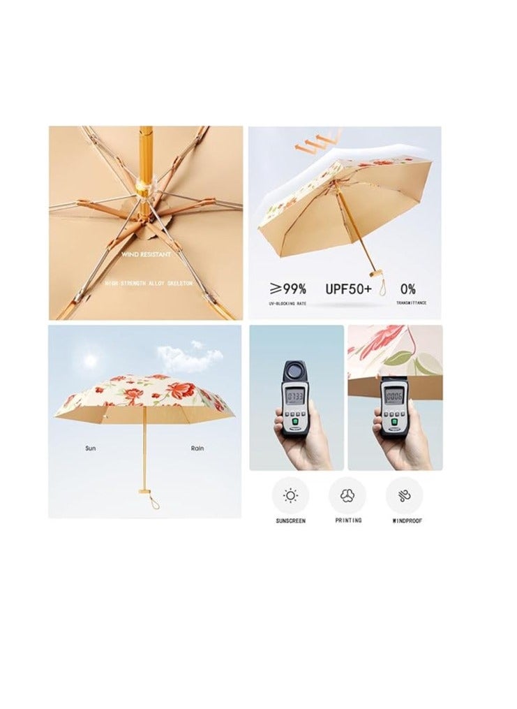 Y&D - Folding Travel Umbrellas, Sun Lightweight Umbrella Lady's Parasol Sunblock UV Protection UPF 50+ Compact Size, Small Mini Light Design Perfect for Outdoor and Rain - Image 1
