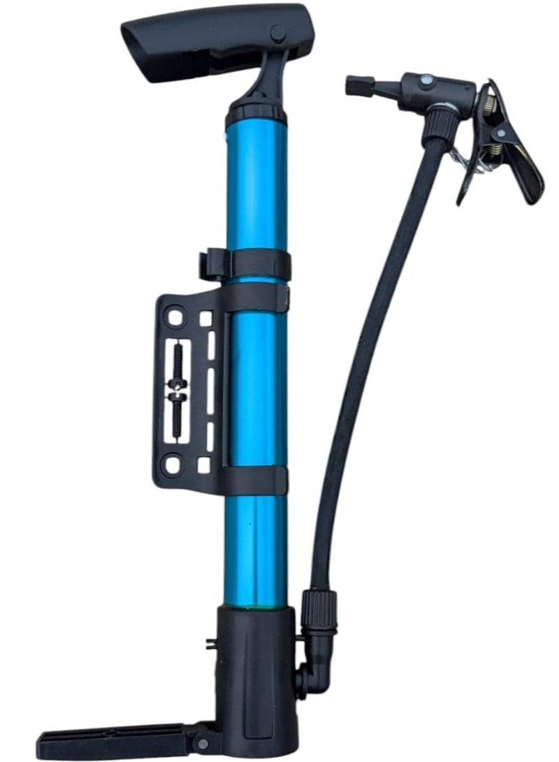 منفاخ للدراجة لون | ازرق | مضخه هوائية للدراجات + حامل للتركيب على الدراجة مزود بخرطوم ومناسب لجميع الاطارات والاستخدامات بطول 30 سم - Image 1