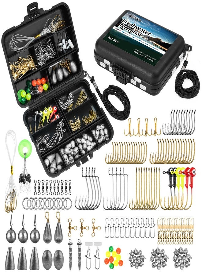 MadBite by KastKing Freshwater Terminal Tackle Kits, 182 pcs, Fishing Hooks, Accessory Kit, Freshwater Fishing Gear, Fishing Weights & Sinkers, Jig Hooks, Floats and Bobber - Image 1
