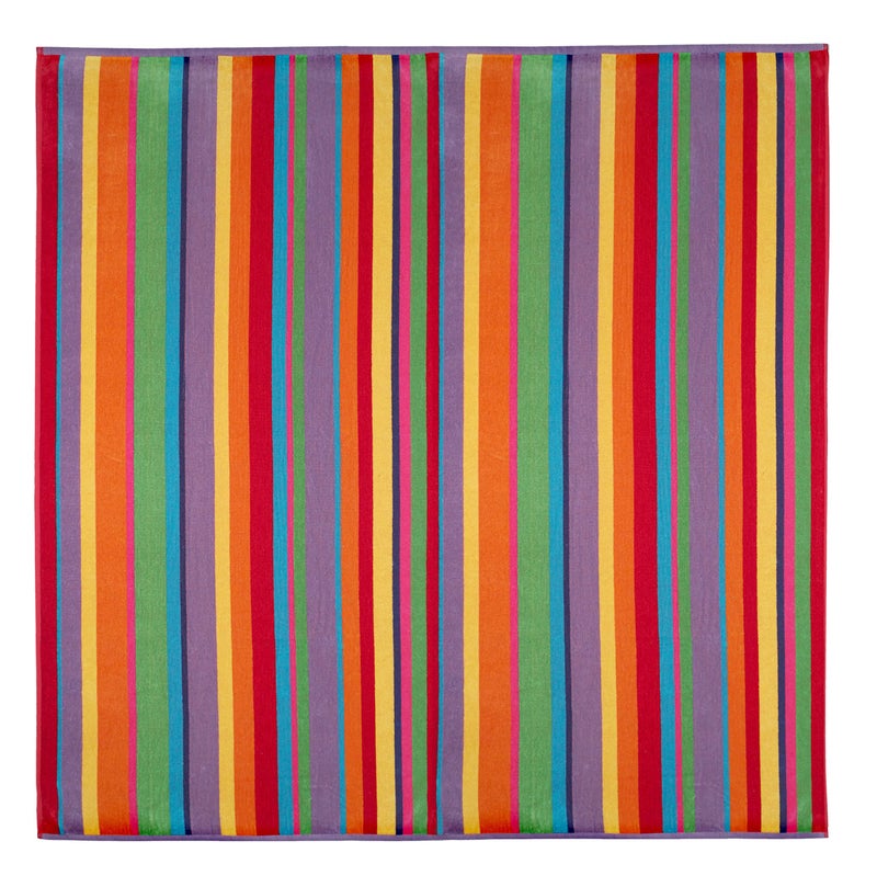 COTTON CRAFT Summer of Siam Extra Wide Beach Towel for Two 58x68 Pure Cotton Double Woven Jacquard Thick Plush Super Soft Luxurious Velour Pile Pool Picnic Bath 450 GSM Multi Color Stripe
