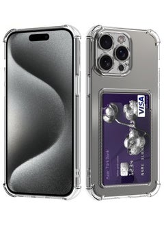 Generic Wallet Phone Case Slim Fit Card Slot Transparent Case Protective Soft Shockproof Case with Card Holder For Iphone 14 pro  - Image 1