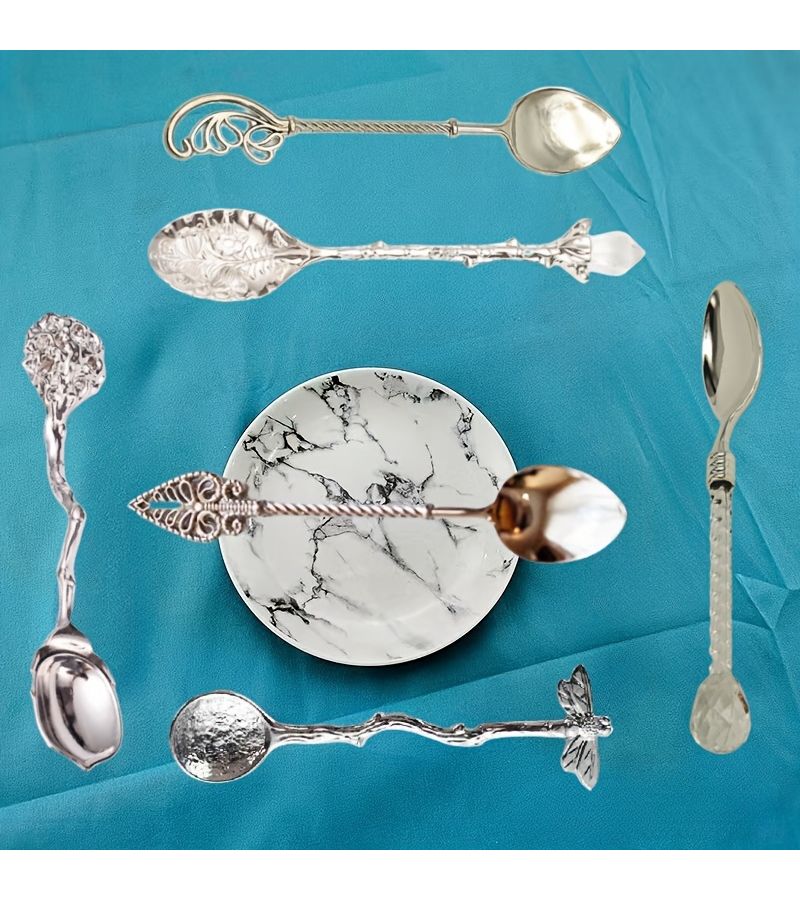 Bronze Six Piece Vintage Coffee Spoon Set Home Restaurant Gift - Image 4
