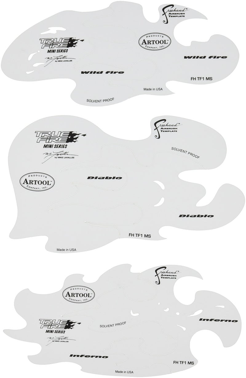 Artool Iwata-Medea Artool Freehand Airbrush Templates, True Fire Template Set , White - Image 2