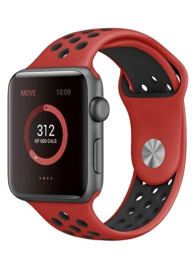 NIBEMINENT Replacement Wrist Strap For Apple Watch Series 6/SE/5/4 40mm And 3/2/1 38mm Red/Black - Image 5