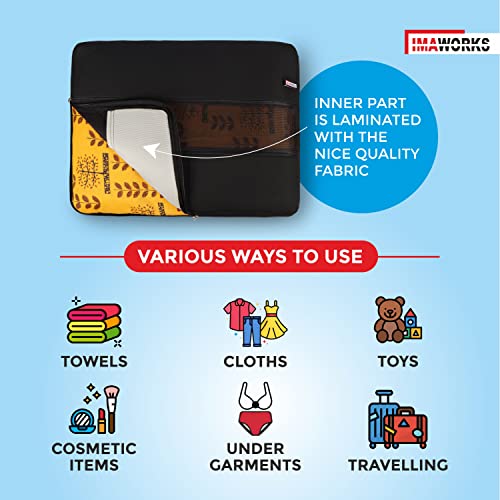 IMAWORKS 4 Set Travel Organizer Pouch Packing Cubes Luggage Organiser Set Clothes Space Savers Bags (2 Large, 1 Medium and 1 Small Cube) Black, Laminated Fabric - Image 4