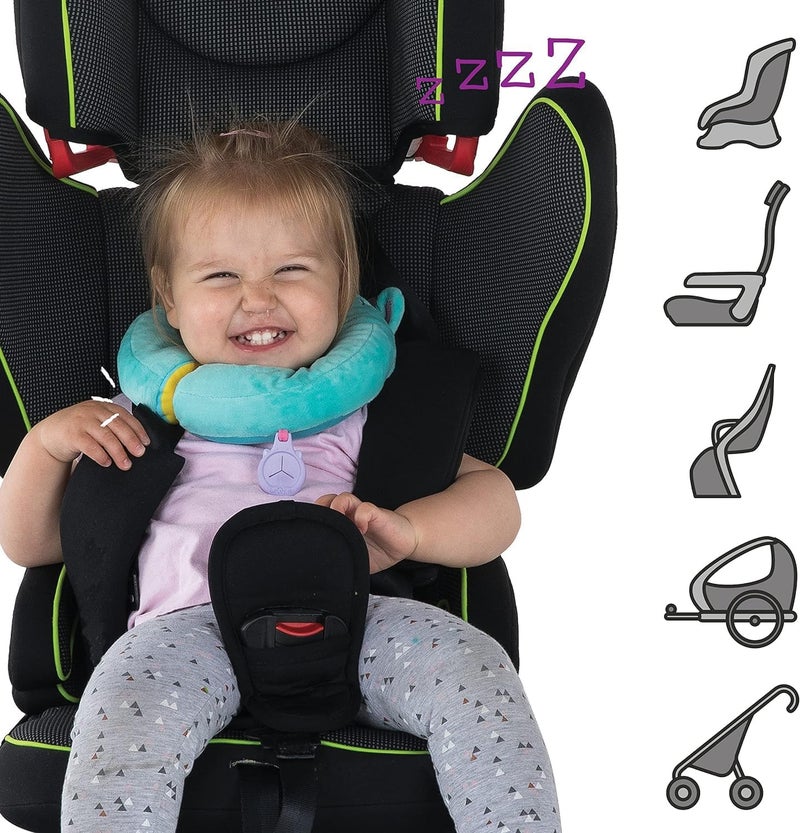 trunki Kid's Travel Neck Pillow and Chin Rest | Support Sleepy Heads in The Car Seat, Plane, Bike or Pram | Yondi Small UNA Unicorn (Turquoise) - Image 3