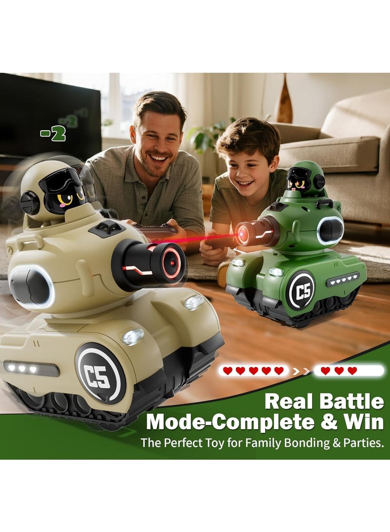 BlueFire 2 Pack RC Battle Tanks with Laser Tag & Infrared System – Rechargeable Cartoon Remote Control Army Tanks with Driver Ejection, LED Health Bar, Lights & Sounds – Safe Indoor Military Toys for Boys & Girls Ages 6–12, Birthday & Christmas Gift Set - Image 3