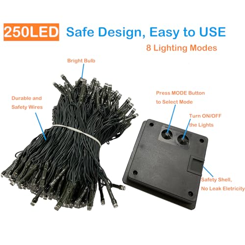 KAQ Upgrade 2Pack 500LED Solar String Lights for Outside, 180FT Solar Christmas String Lights Outdoor with 8 Modes, IP65 Waterproof Outdoor Twinkle Light, Garden Xmas Tree Christmas Decoration, Cool White - Image 5
