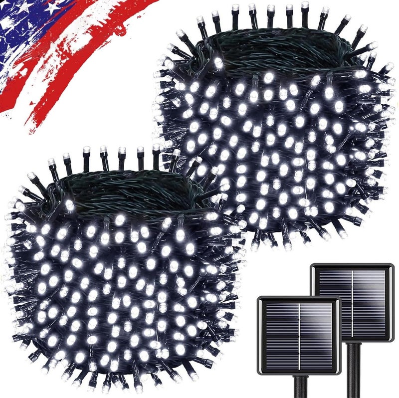 KAQ Upgrade 2Pack 500LED Solar String Lights for Outside, 180FT Solar Christmas String Lights Outdoor with 8 Modes, IP65 Waterproof Outdoor Twinkle Light, Garden Xmas Tree Christmas Decoration, Cool White - Image 1