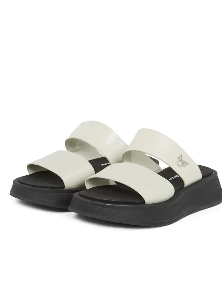 Calvin Klein Jeans LEATHER SANDALS WITH DOUBLE STRAP