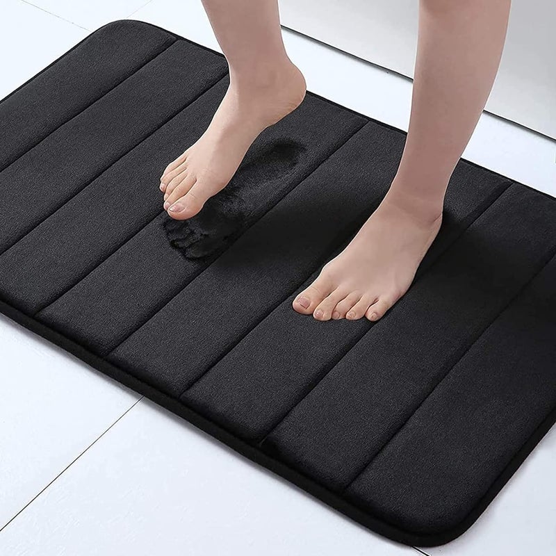 JOLYMIT Memory Foam Water Absorbent Mats Big Size Anti Slip Water Soaking Bath Mat for Rug Carpet Soft Comfortable to Wash 1 Pcs 80 X 50 CmBlack - Image 1