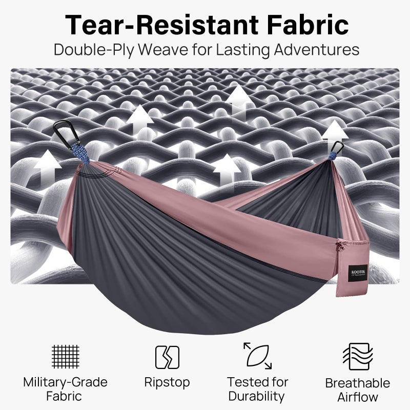 Kootek Camping Hammock 400 lbs Capacity, Portable Hammocks with Tree Straps & Attached Carry Bag, Camping Essentials Gear, Perfect for Outside Indoor Hiking Beach Backpack Travel - Image 3