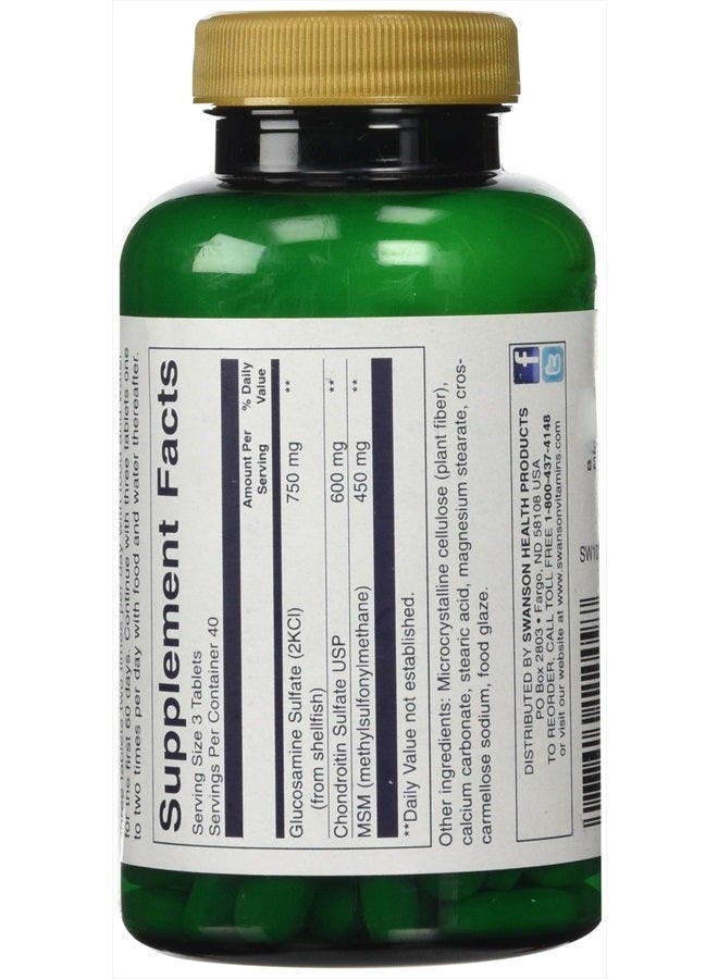 SWANSON Glucosamine, Chondroitin & Msm 120 Tabs  - Image 3