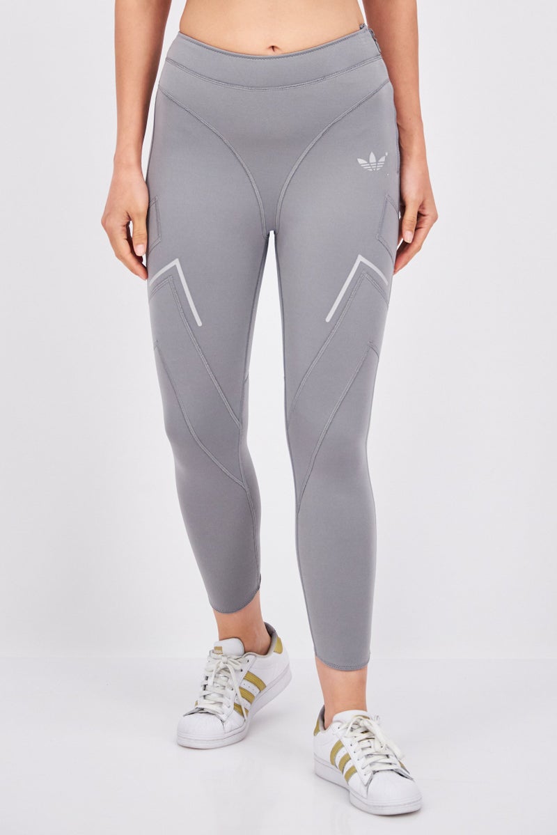 adidas Originals Women Tight Fit Pull-On Training Leggings, Grey  - Image 1