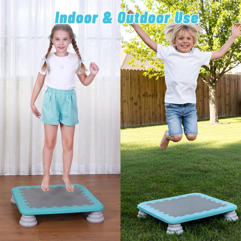 KreyNa Mini Trampoline for Kids, 25 Inch Sensory Trampoline Bouncing Board with Non-Slip Base, Balance and Bounce Jumping Toy Gift for 3-12 Boys & Girls (Blue) - Image 3