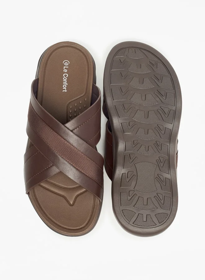 Le Confort Textured Slip-On Cross Strap Sandals