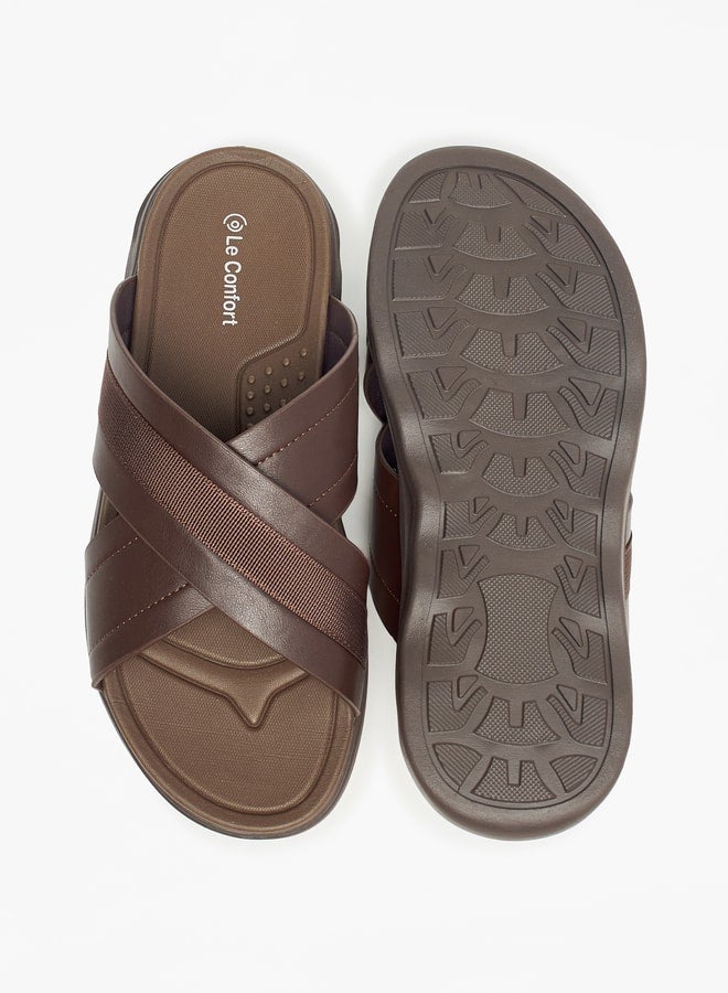 Le Confort Textured Slip-On Cross Strap Sandals  - Image 5