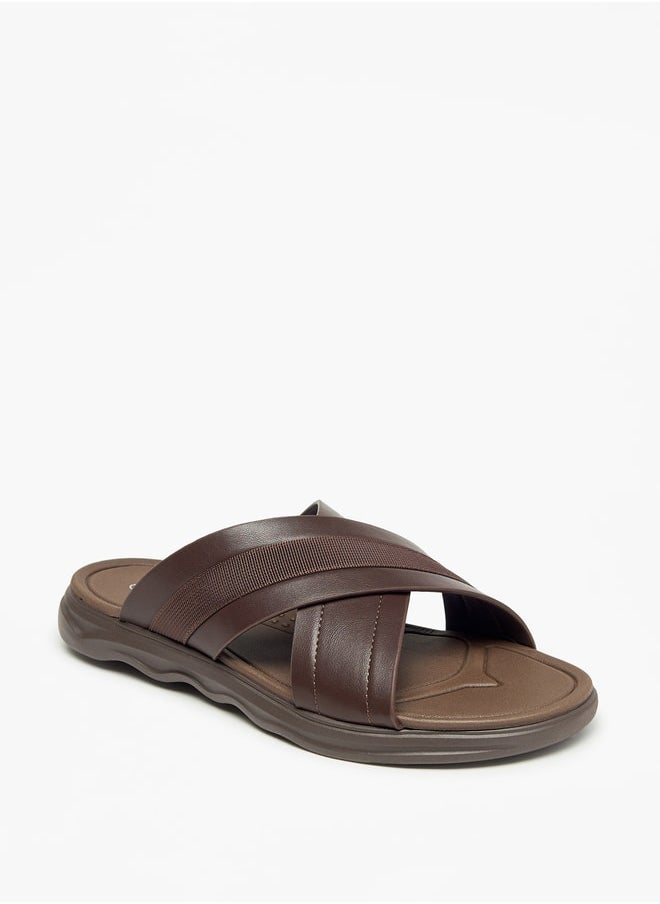 Le Confort Textured Slip-On Cross Strap Sandals  - Image 1