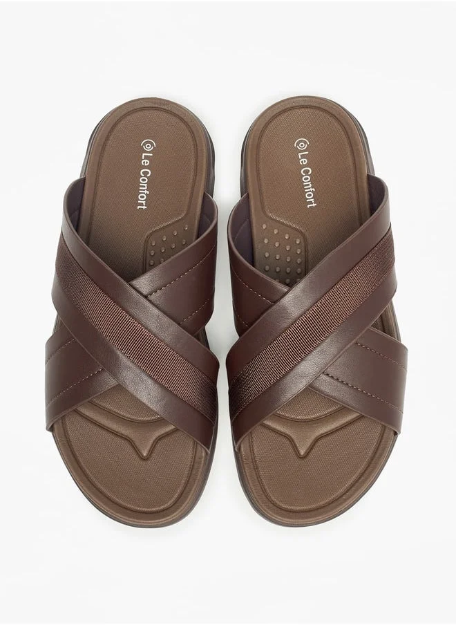 لو كونفورت Textured Slip-On Cross Strap Sandals