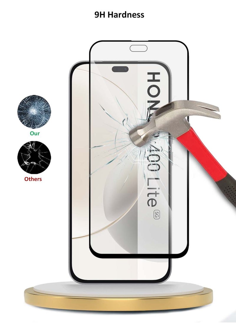 Wtech Honor 400 Lite 5G 2025 Premium E2E Series Full Glue Full Cover Tempered Glass Screen Protector (MSGECN) - Clear/Black  - Image 3