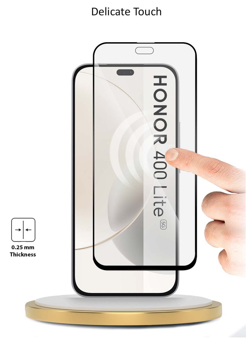 Wtech Honor 400 Lite 5G 2025 Premium E2E Series Full Glue Full Cover Tempered Glass Screen Protector (MSGECN) - Clear/Black  - Image 4
