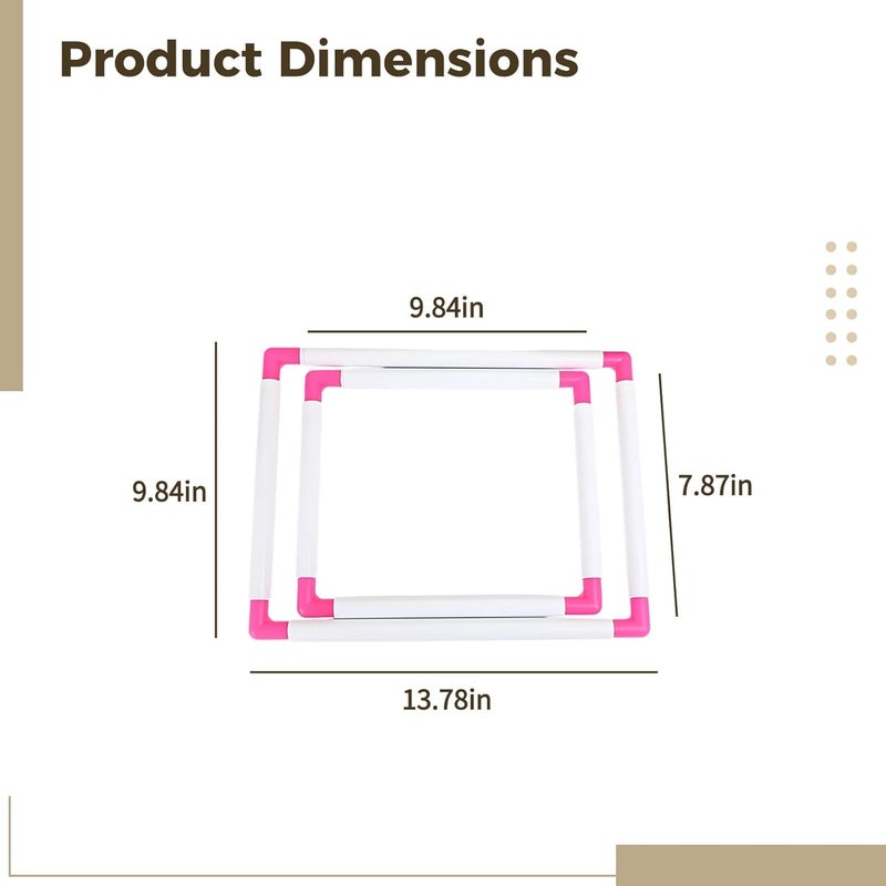 yeeplant Sewing Tool: 2 Pcs Square Embroidery Hoops Set, Cross Stitch Clip Frames, Corners, 9.8 X 7.9 in and 13.8 X 9.8 in - Image 2