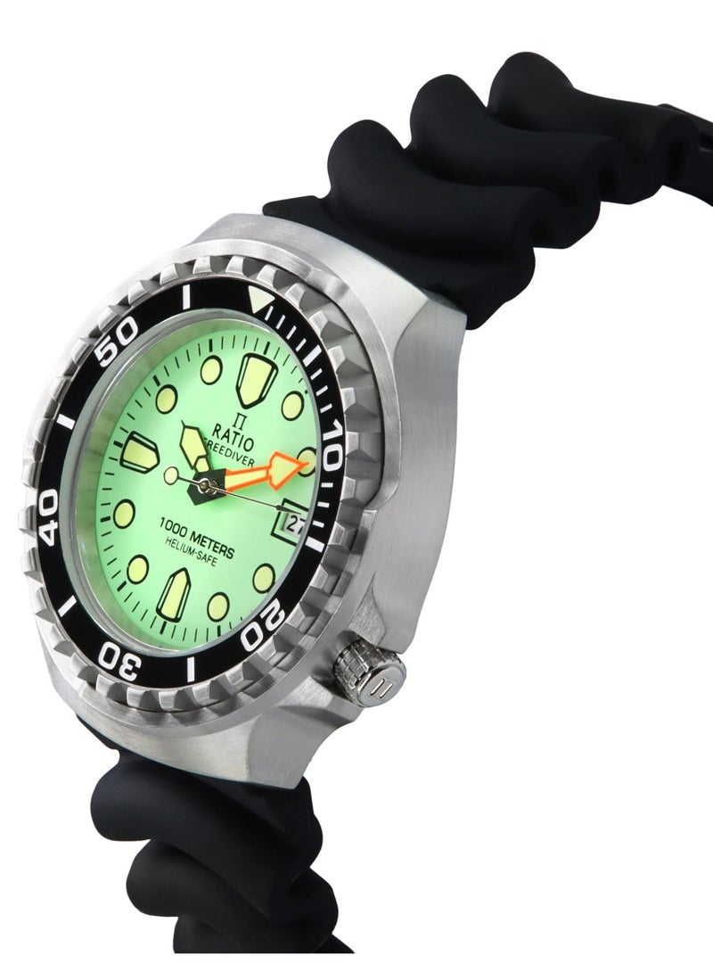 Ratio FreeDiver Version 02 Helium Safe 1000M Sapphire Quartz Mint Green Dial 1038EF102V-GRN-V02 Men's Watch - Image 2
