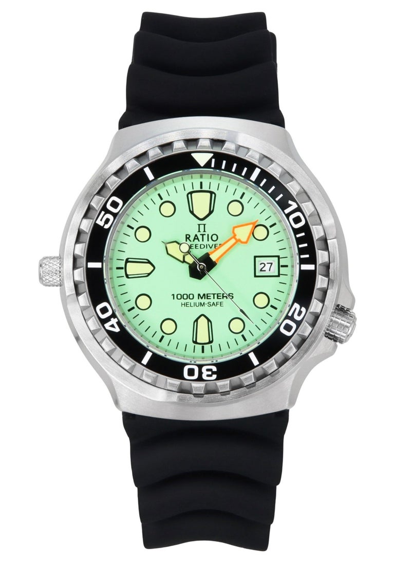 Ratio FreeDiver Version 02 Helium Safe 1000M Sapphire Quartz Mint Green Dial 1038EF102V-GRN-V02 Men's Watch - Image 1
