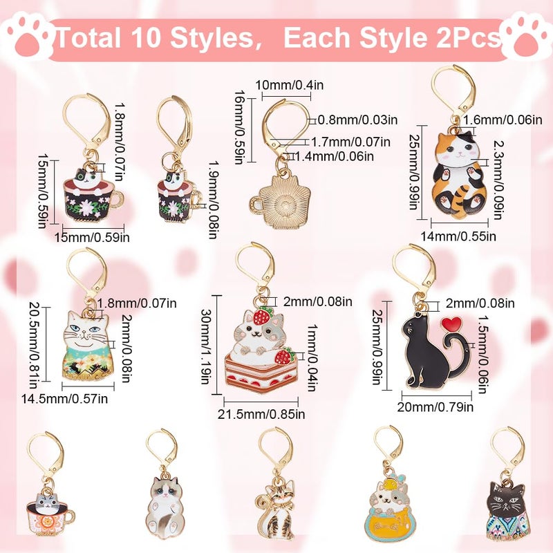 SUNNYCLUE 1 Box 20Pcs 10 Style Locking Stitch Marker Cute Stitch Markers Cat Pet Animal Leverback Knitting Charms Knitting Tools for Weaving Sewing Needleworks Women Adults DIY Crafts - Image 2