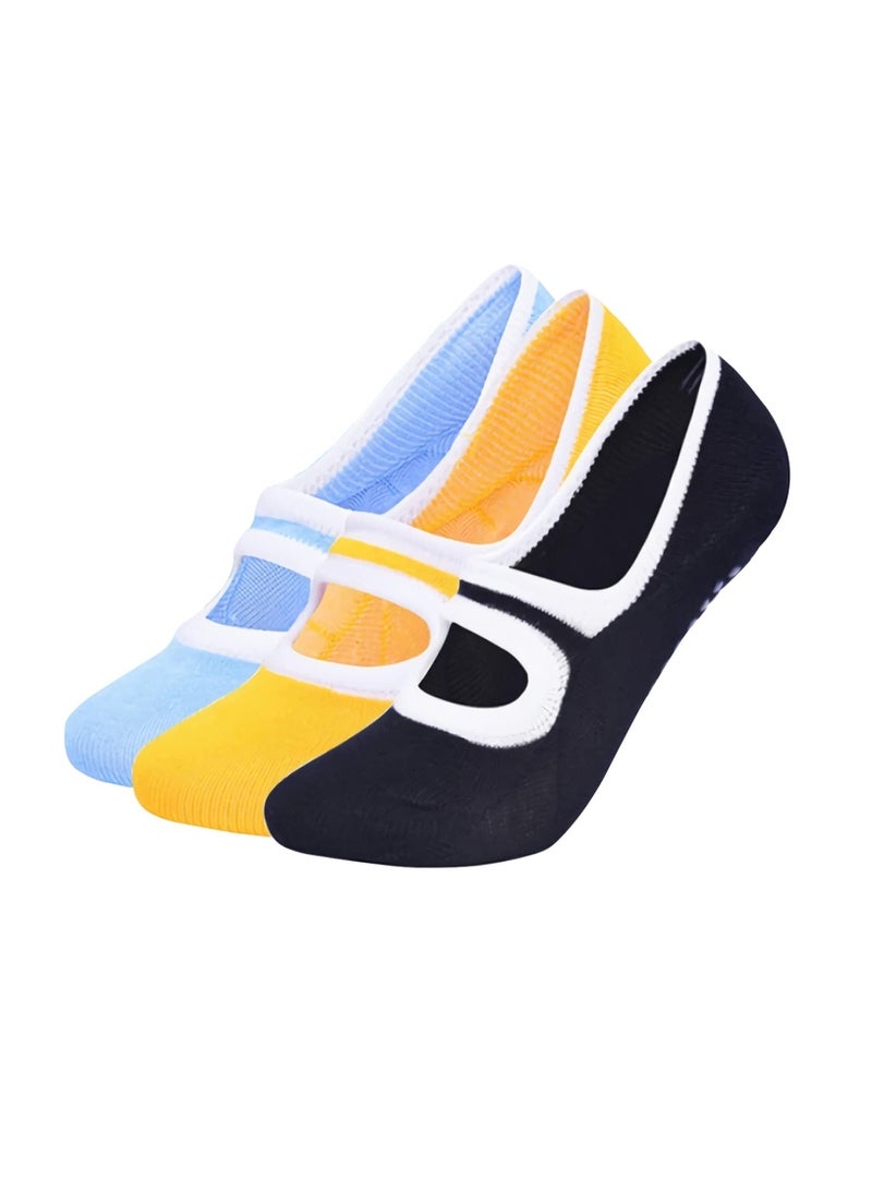 Generic 3 Pairs Non-Slip Yoga Socks for Women - Breathable Backless Pilates and Dance Socks for Gym Fitness - Image 1