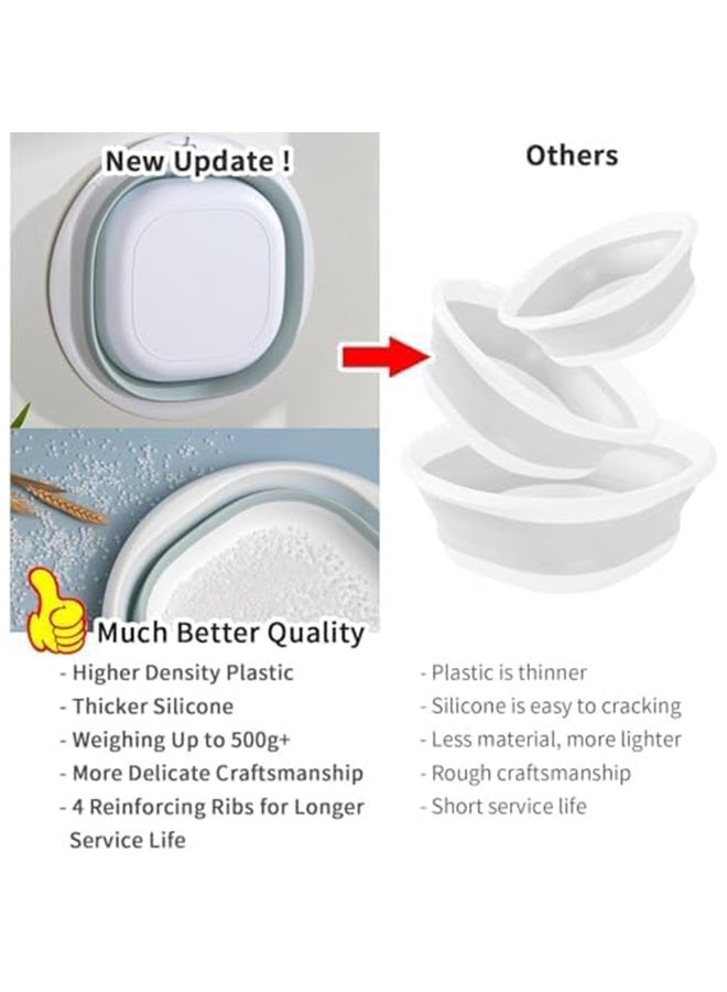 Foldable bathtub, washing basin, washing bucket 3-piece set, foldable washing basket, foldable washing bucket, plastic washing bucket, space saving storage container for washing dishes, fruits, camping, laundry, hiking, and home (gray+blue+pink) - Image 3