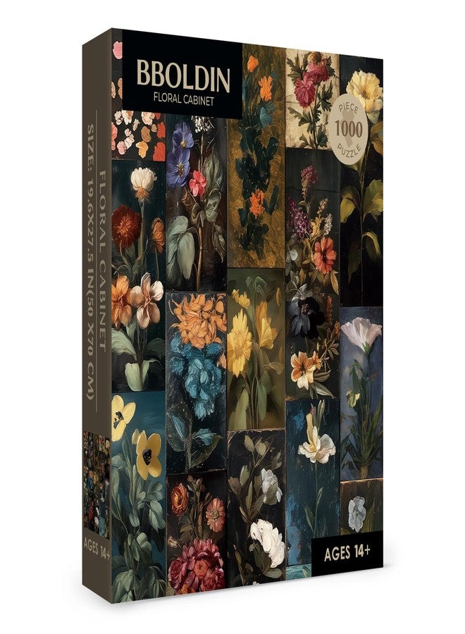 BBOLDIN Vintage Collage Flower Puzzle 1000 Pieces for Adults, Floral Wildflower Colorful Art Jigsaw Puzzle, Beautiful Moody Aesthetic Sunflower Puzzles - Image 2