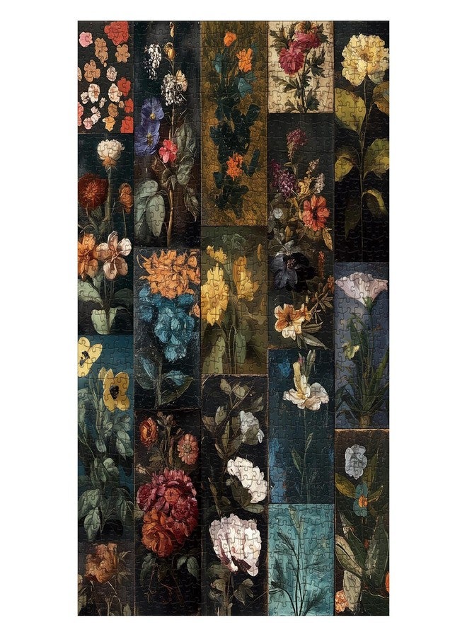 BBOLDIN Vintage Collage Flower Puzzle 1000 Pieces for Adults, Floral Wildflower Colorful Art Jigsaw Puzzle, Beautiful Moody Aesthetic Sunflower Puzzles - Image 1