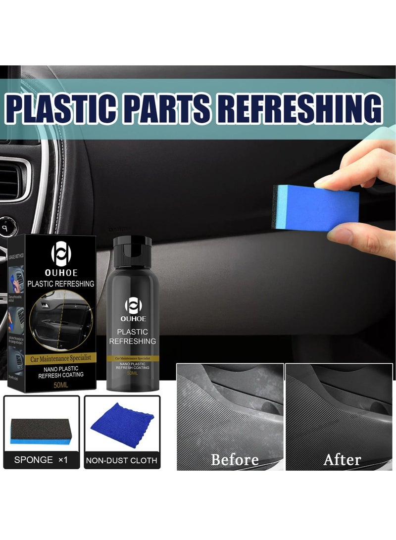 OUHOE Car Plastic Parts Refurbish Agent, Quick Car Plastic Restorer Cream, Plastic Revitalizing Coating Agent,  Automotive Plastic Retreading Agent For Car Interior Cleaning, (OUHOE Set C 50ml)  - Image 3