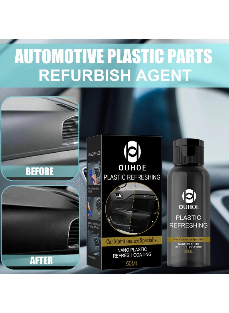 OUHOE Car Plastic Parts Refurbish Agent, Quick Car Plastic Restorer Cream, Plastic Revitalizing Coating Agent,  Automotive Plastic Retreading Agent For Car Interior Cleaning, (OUHOE Set C 50ml)  - Image 5