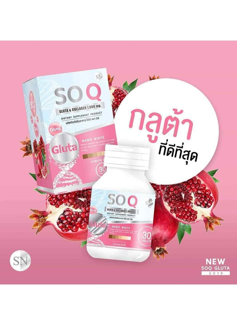 Gluta Soq Gluta & Collagen 1,000mg Nano White (30 Tablets)  - Image 2