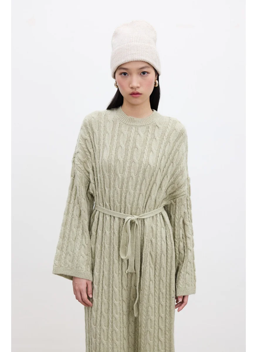 مانوكا Hair Knitted Sweater Dress Soft Green