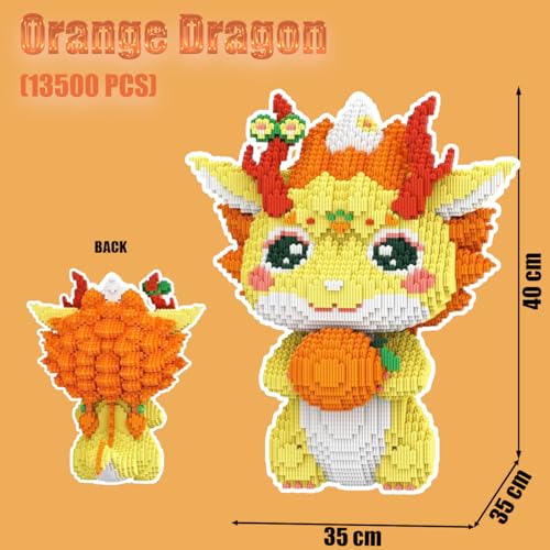 HONLANCH Animal Orange Dragon Micro Building Blocks Set13500PCS 40cm High Series Gift for Adults and Kids - Image 5