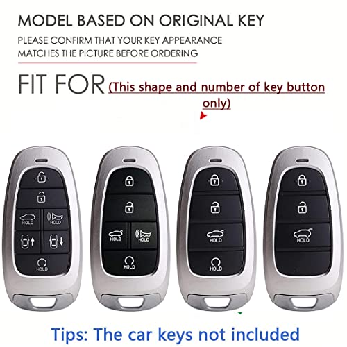 SANRILY PU Leather 4578 Button Key Fob Cover Fit for Hyundai Tucson 2024 Palisade Sonata 2023 2022 Santa fe Keyless with Leather Keychain BlackBrown - Image 3