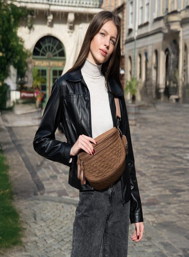 جي4فري حقيبة خصر مبطنة من G4Free، حقيبة كروس بودي واسعة من النايلون مع جيب قابل للإزالة (بني) - Image 2