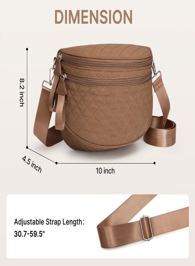 جي4فري حقيبة خصر مبطنة من G4Free، حقيبة كروس بودي واسعة من النايلون مع جيب قابل للإزالة (بني) - Image 5