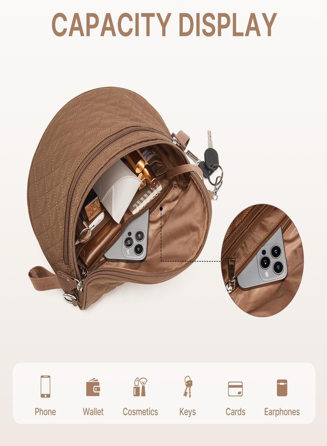 جي4فري حقيبة خصر مبطنة من G4Free، حقيبة كروس بودي واسعة من النايلون مع جيب قابل للإزالة (بني) - Image 3