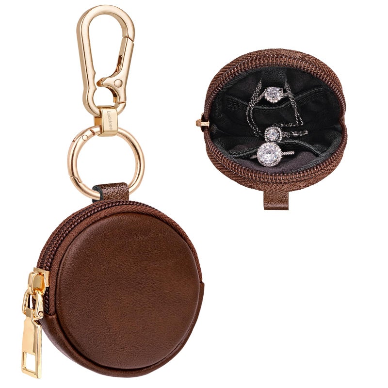 LUCKINEE Jewelry Ring Holder with Keychain, Small Travel Ring Holder Keychain, Mini Ring Box Case, Portable Gym Ring Holder for Women Manï¼ŒEarring Necklace Holder Box - Image 1