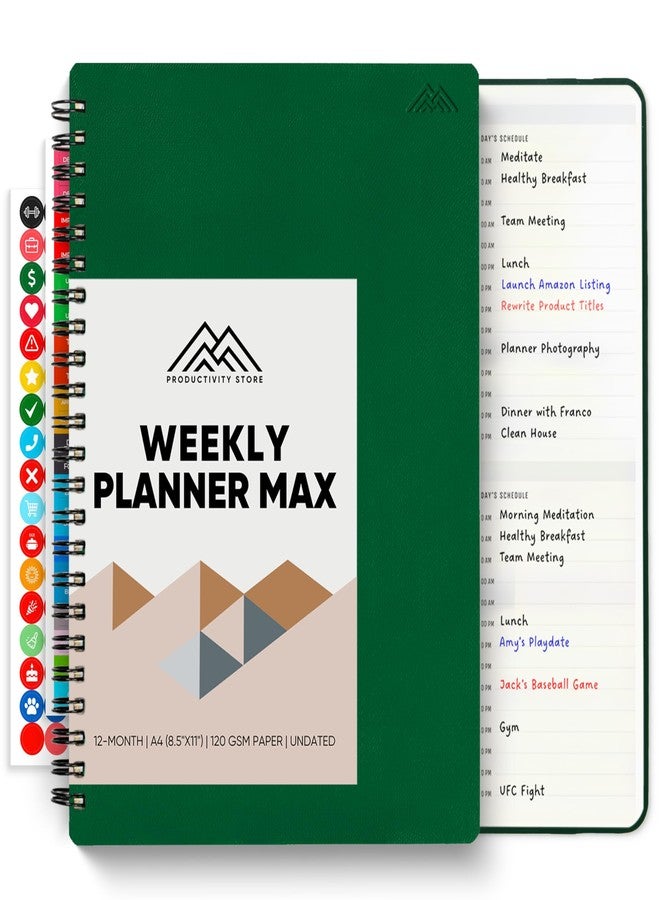 PRODUCTIVITY STORE 2026 Planner. 8.5" x 11" Spiral-Bound Weekly, Monthly and Daily Planner - Organize All 52 Weeks - Increase Productivity and Get Organized - Productivity Store (Green) - Image 1