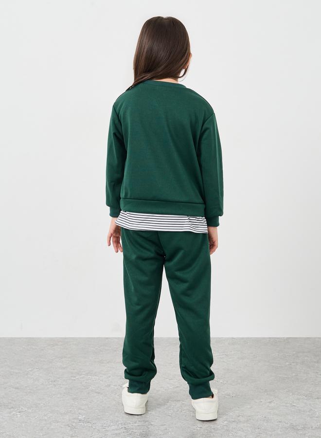 ستايلي طقم سويت شيرت وبنطلون بيجامة وقبعة بطبعة زهور الأقحوان من ستايلي  قطع - Image 5