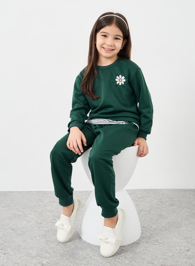 ستايلي طقم سويت شيرت وبنطلون بيجامة وقبعة بطبعة زهور الأقحوان من ستايلي  قطع - Image 1